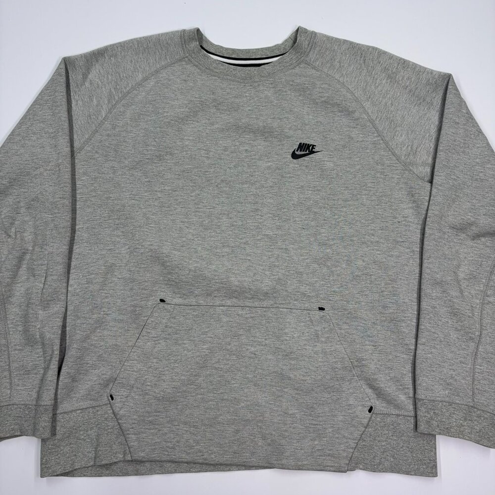 Nike Men's Sportswear Tech Fleece Crewneck Sweatshirt Pocket Gray - Size Large